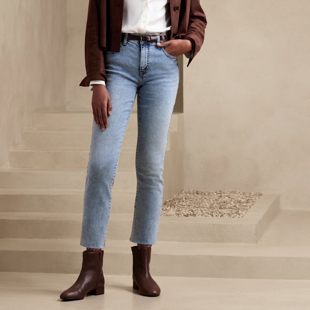 Banana Republic High-Rise Slim Raw Hem Jeans